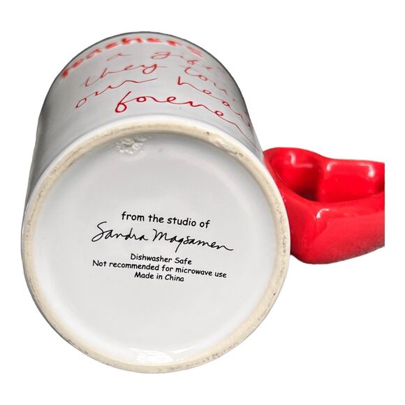 Large Teacher Coffee Mug Student Gift 16 Oz Heart Handle Coco Red Valentine - Picture 4 of 8